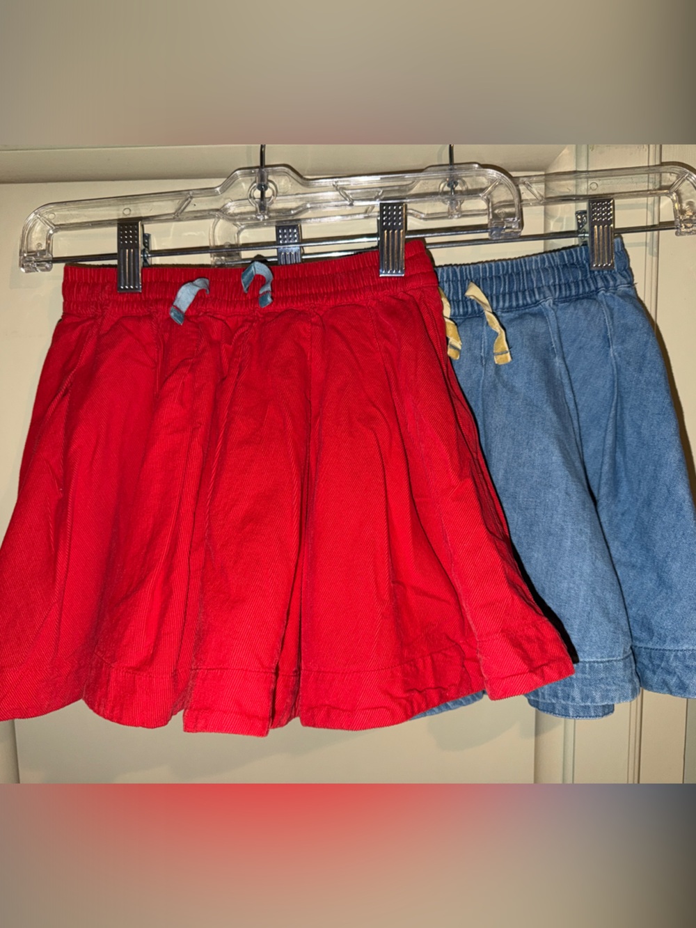 Mini Boden Red Corduroy and Denim skirts- set of 2